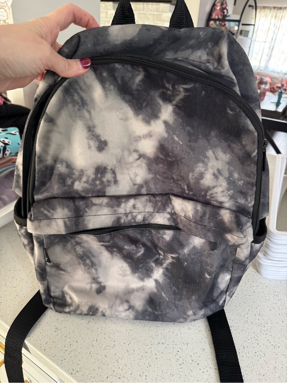 Tie-Dye Black & White Canvas Backpack - thirty-one brand